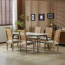 Load image into Gallery viewer, French Country Dining Chair With Rectangular Cane Backrest And Smooth Upholstered Seating
