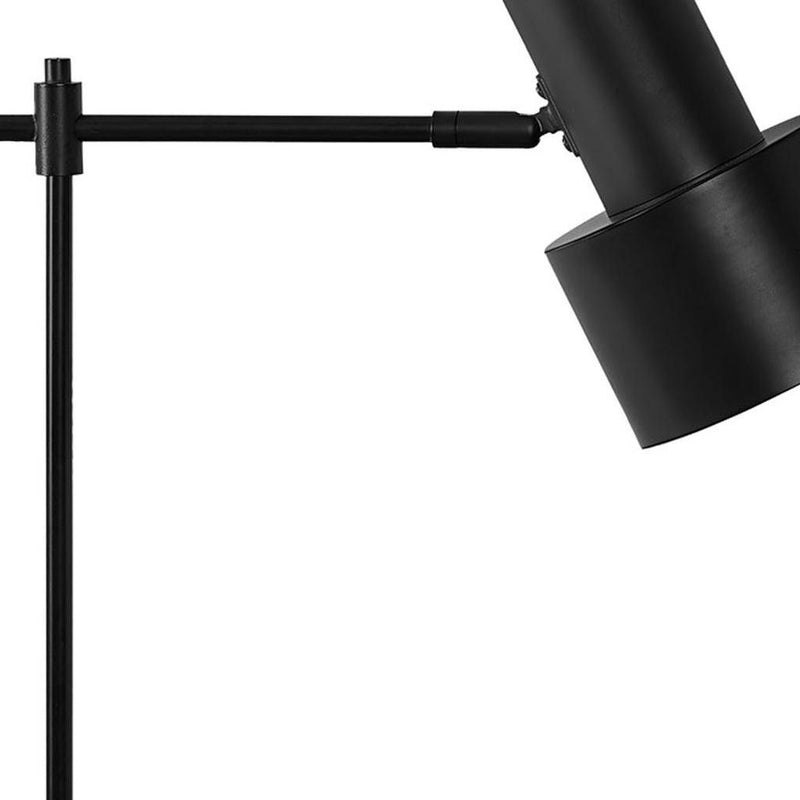 Metal Round USB Table Lamp With Black Drum Shade - Black