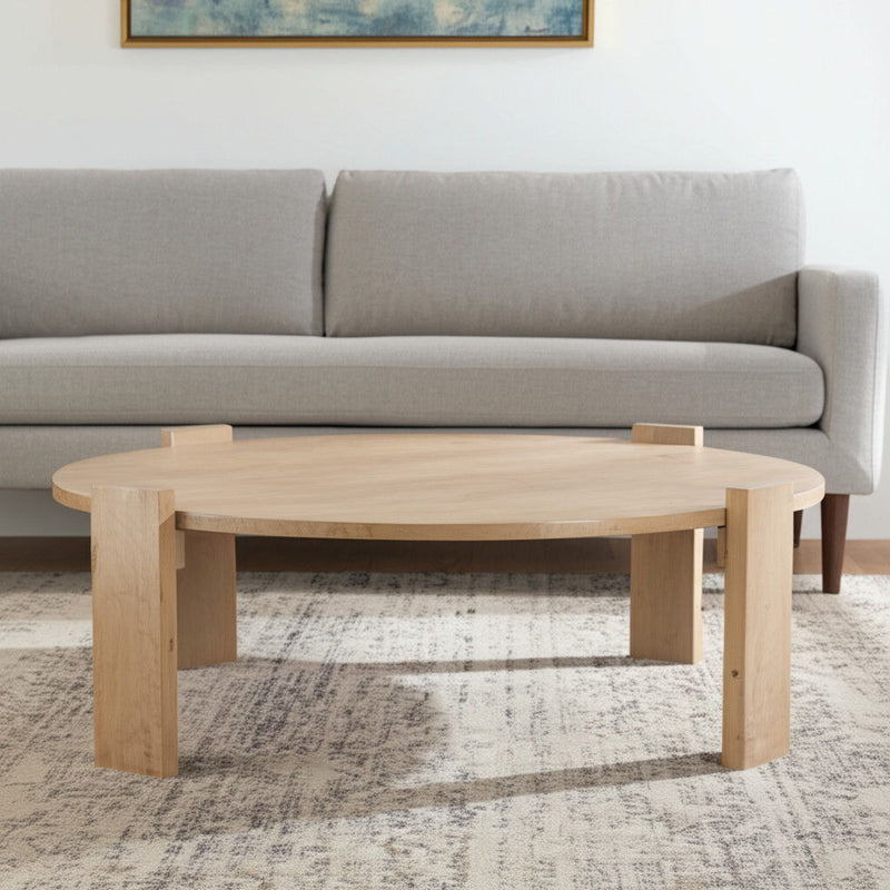 48" Solid Wood Oval Coffee Table - Natural