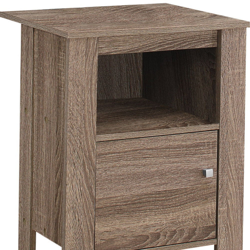Wood End Table With Shelf - Deep Taupe