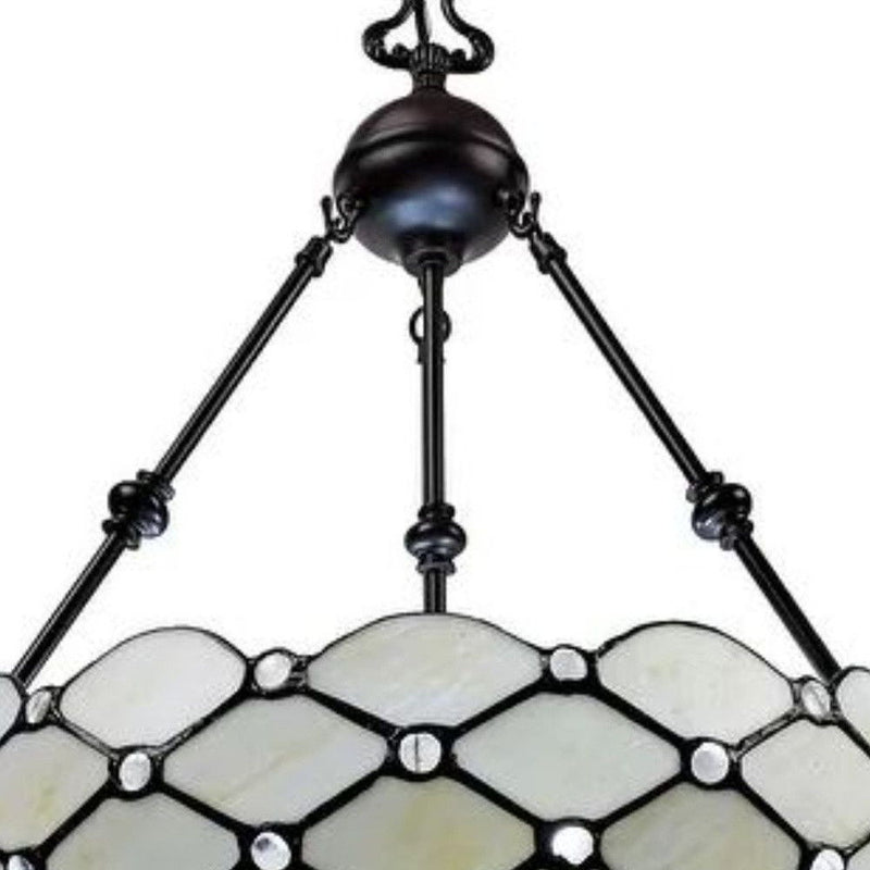 Unique Statement Three Light Glass Dimmable Chandelier With Shades - Black / White