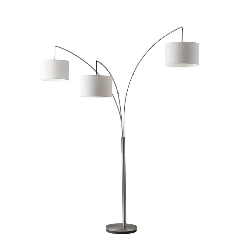 Steel Three Light Tree Floor Lamp With Solid Color Drum Shade - Silver / White