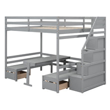 Load image into Gallery viewer, Full over Full Size Bunk with staircase,the Down Bed can be Convertible to Seats and Table Set,Gray
