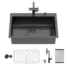 Load image into Gallery viewer, Drop-In Stainless Steel Kitchen Sink With Pull-Out Faucet And Soap Dispenser
