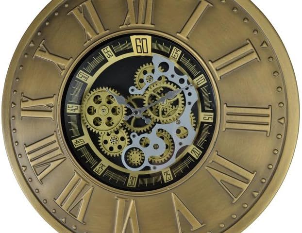 Silent Skeleton Exposed Gear Round Wall Clock - Black / Gold / Silver