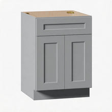 Load image into Gallery viewer, Shaker Base Cabinet With Soft Close Door And Drawer, Space Saving Unit - Gray
