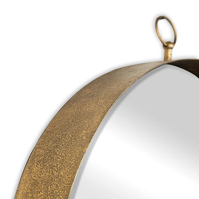 28" Round Iron Framed Accent Mirror - Gold
