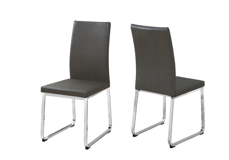 Contemporary Upholstered Faux Leather Dining Side Chairs (Set of 2) - Gray