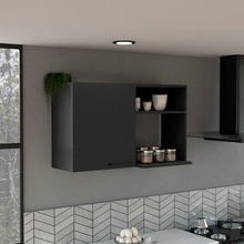Load image into Gallery viewer, Laminate Wall Mounted China Cabinet With Two Shelves - Black
