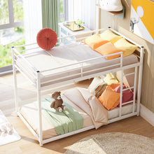 Load image into Gallery viewer, Twin over Twin Metal Bunk Bed, Low Bunk Bed with Ladder,White(OLD SKU:MF197033AAK)
