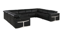 Load image into Gallery viewer, Italian Leather Power Reclining U Shaped Eight Piece Corner Sectional With Console - Black
