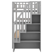 Load image into Gallery viewer, Twin over Twin Bunk Bed with Trundle and Storage, Gray
