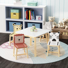Load image into Gallery viewer, Kids Table And Chair Set With Cartoon Animals Design - White
