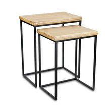 Load image into Gallery viewer, Solid Wood Nested Tables (Set of 2) - Black And Brown
