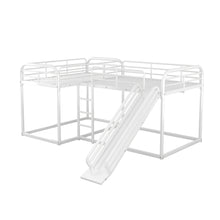 Load image into Gallery viewer, Full and Twin Size L-Shaped Bunk Bed with Slide and Short Ladder, White
