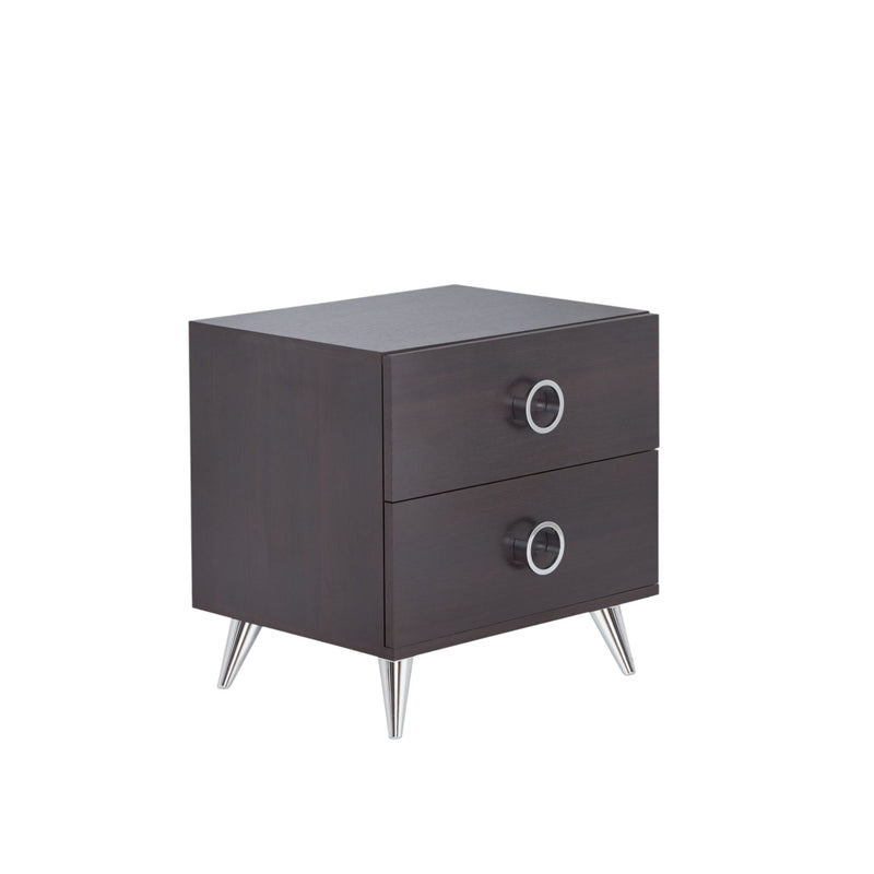 End Table With Two Drawers - Silver And Espresso
