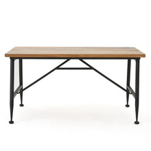 Load image into Gallery viewer, Rectangle Outdoor Coffee Table With Angled Tubular Legs And Wood Top - Black
