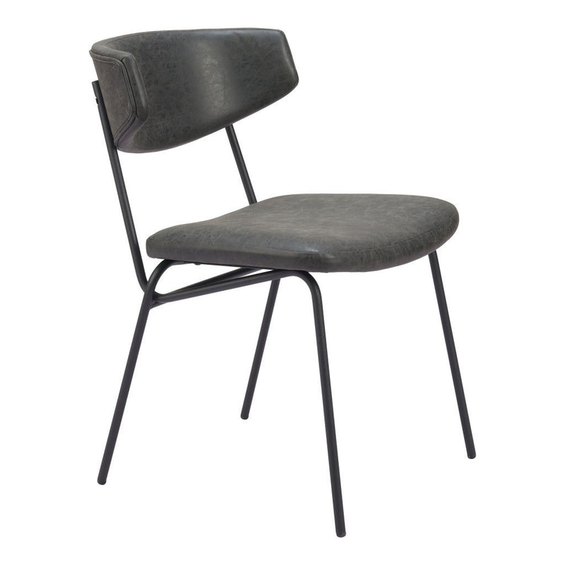 Faux Leather Open Back Dining Side Chairs (Set of 2) - Black