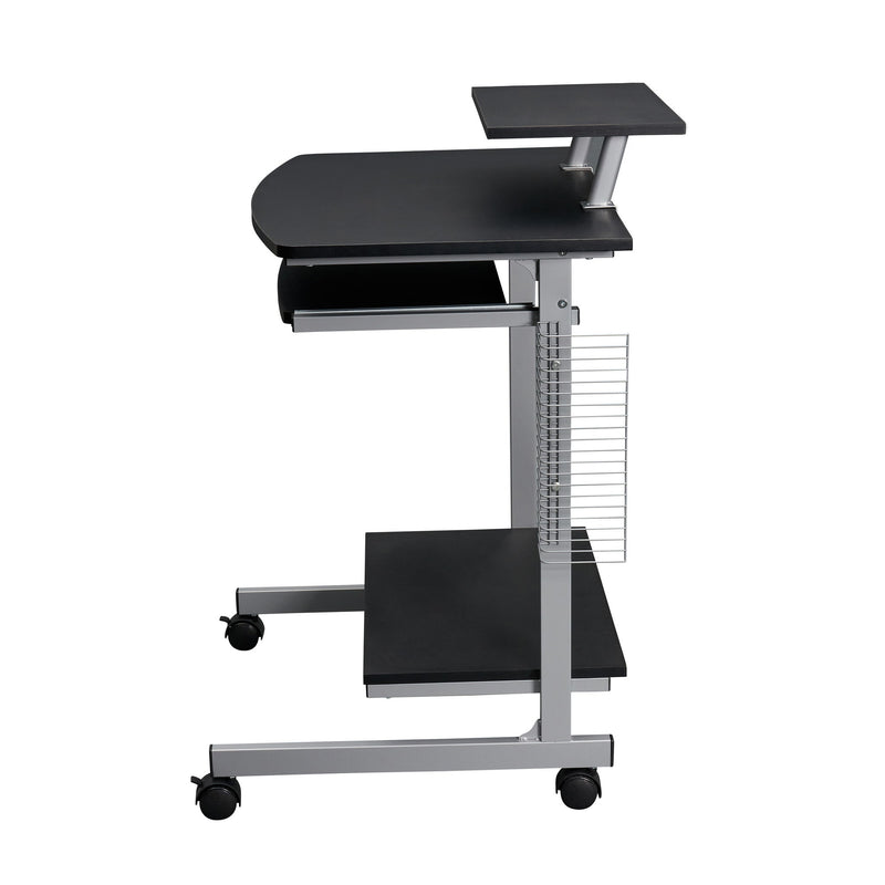 Rolling T-Shape Computer Desk - Graphite / Silver