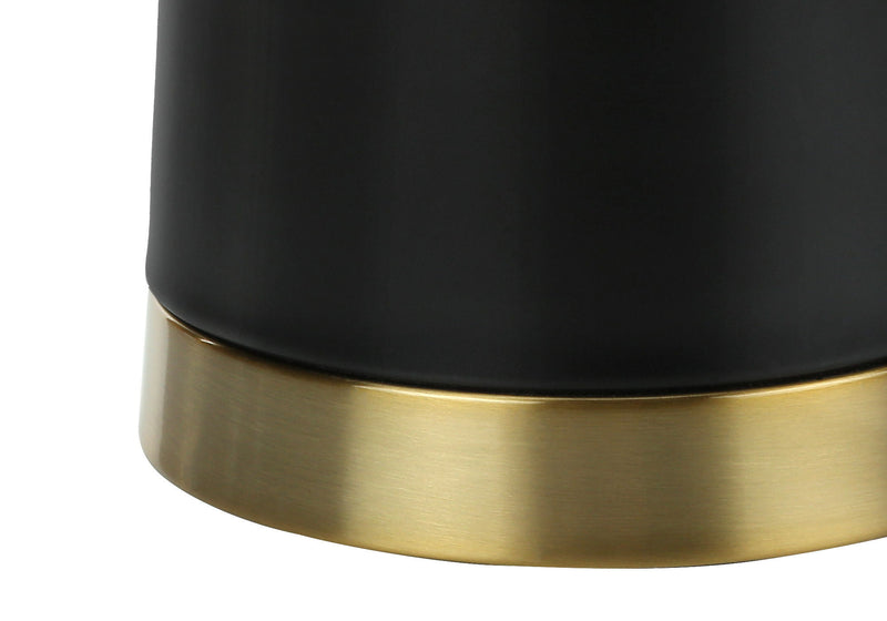 Metal Cylinder Table Lamp With Beige Drum Shade - Black And Gold