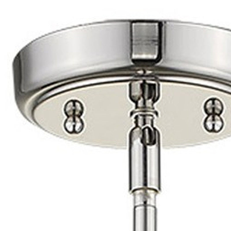 Metal Hanging With Round Clear Glass Shade - Silver