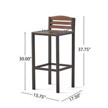 Load image into Gallery viewer, Outdoor Barstool With Slat Panel Design (Set of 2) - Dark Brown

