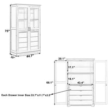 Load image into Gallery viewer, Kitchen Pantry, Freestanding Kitchen Storage Cabinet Display Cabinet With Glass Doors And 4 Built In Drawers For Living Room, Home Office - Blue
