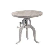 Load image into Gallery viewer, 19" Solid Wood And Iron Height Adjustable Round End Table - White
