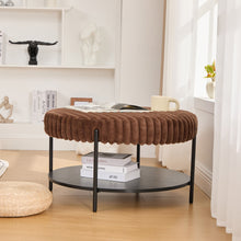 Load image into Gallery viewer, Modern Upholstered Round Ottoman Coffee Table With Storage Shelf
