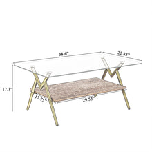 Load image into Gallery viewer, Rectangle Coffee Table With Tempered Glass Top And Shelf, Modern Table For Living Room
