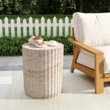 Load image into Gallery viewer, Elegant Outdoor / Indoor Lightweight Concrete Side Table With Travertine - Beige

