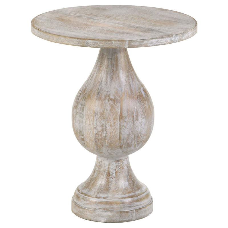 Pedestal Accent Table Elegant Round Top Table - Ivory