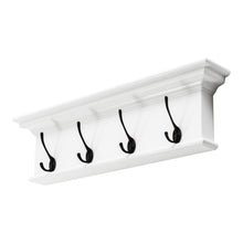 Load image into Gallery viewer, 28" Classic Wood Four Hook Hanging Coat Rack - White
