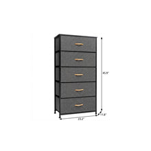 Load image into Gallery viewer, Fabric Five Drawer Chest - Gray / Black
