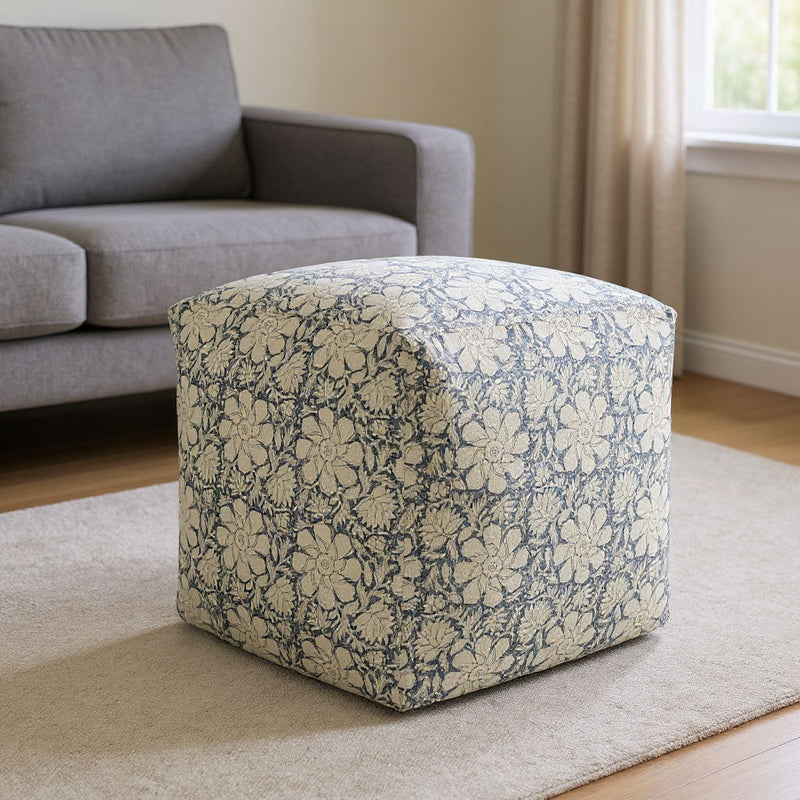 Cotton Square Ottoman - Beige