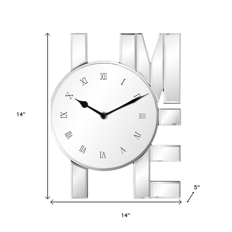 Mirrored Silent Analog Home Wall Clock - Silver
