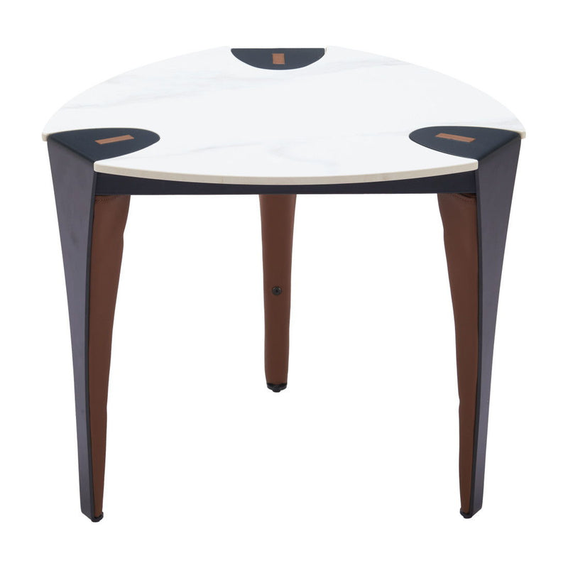 Faux Marble End Table - White