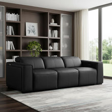 Load image into Gallery viewer, Top Grain Leather Reclining Metal USB Sofa (720386) - Black
