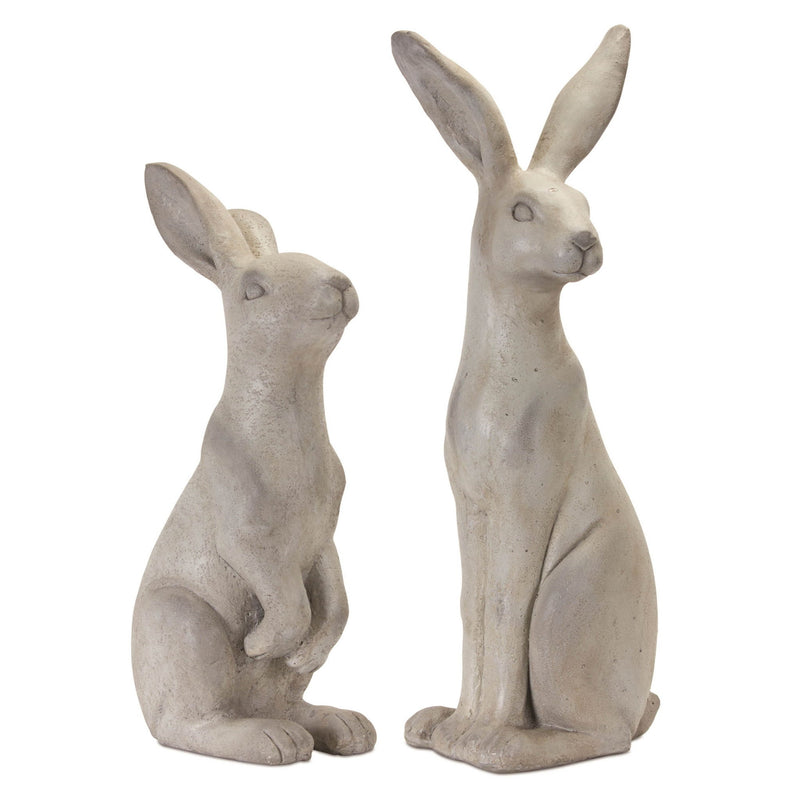 Cement Rabbit Statue (Set of 2) - Gray