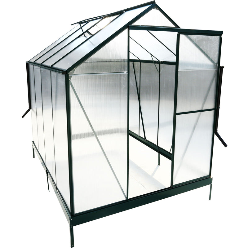 Polycarbonate house, Heavy Duty Outdoor Aluminum Walk-In House Kit With Rain Gutter, Vent And Door For Backyard Garden