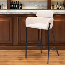 Load image into Gallery viewer, Fabric And Steel Bar Height Bar Chair - Beige And Black
