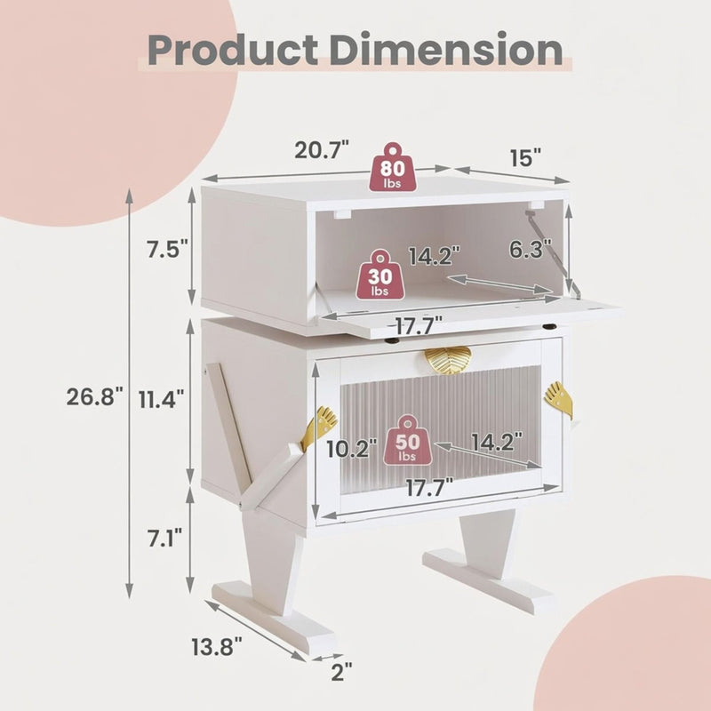 Robot LED Nightstand With 360° Rotating Drawer