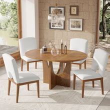 Load image into Gallery viewer, Topmax - 5 Piece Modern Extendable Round Dining Table Set With Removable Leaf For Small Places
