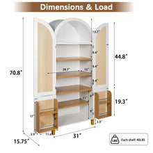 Load image into Gallery viewer, Tall Arched Cabinet With Rattan Doors &amp; Adjustable Shelves
