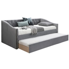 Load image into Gallery viewer, Daybed With Button Tufted Nailhead Trim And Trundle Slat Storage - Gray
