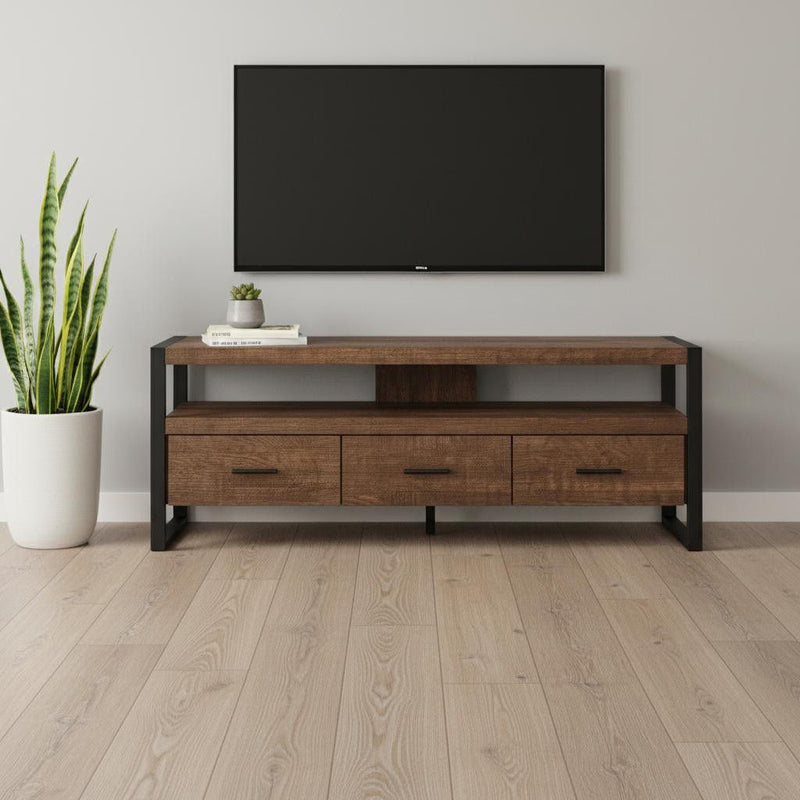 Cabinet Enclosed, Storage TV Stand - Brown / Black