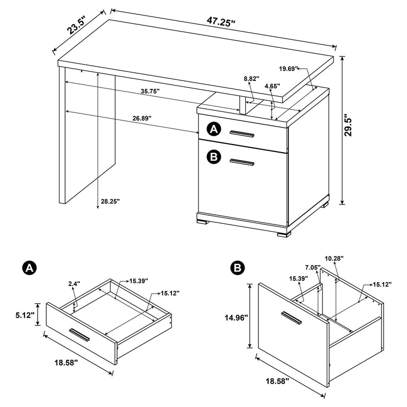 2 Drawer Reversible Office Desk With Modular Design