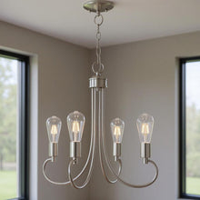 Load image into Gallery viewer, 20" Four-Light Dimmable Chandelier With Shades - Nickel
