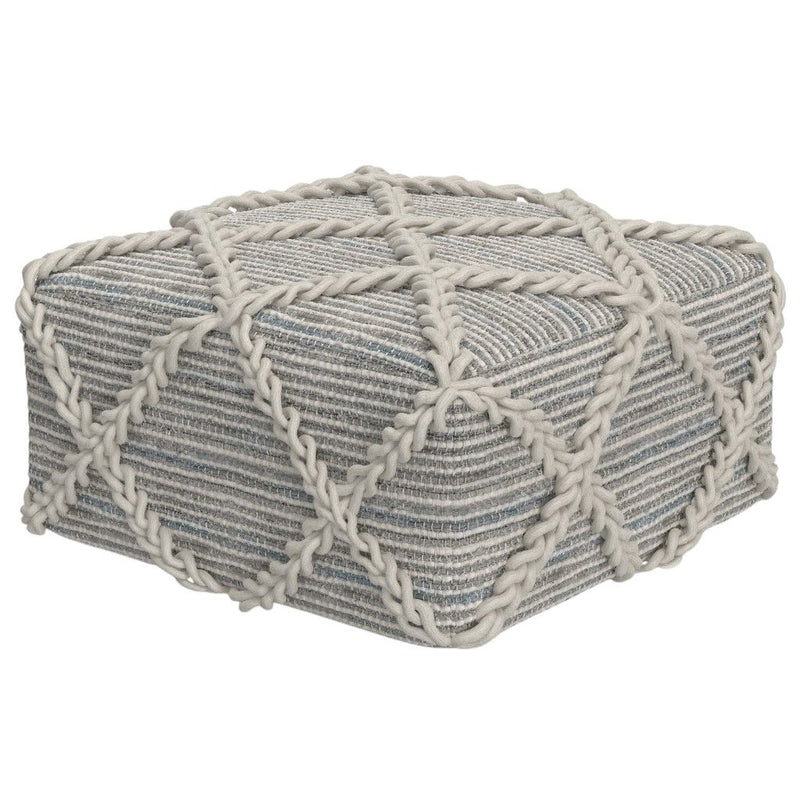 20" Wool Pouf Ottoman - Gray
