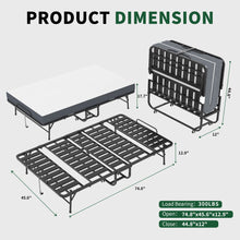Load image into Gallery viewer, Twin Wide Folding Bed For Tall People, Extra Long &amp; Wide Rollaway With Memory Foam, Heavy-Duty Capacity Guest, Spacious Portable Cot - Black
